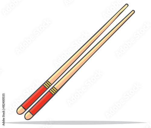 Illustration of a pair of chopsticks with red handles