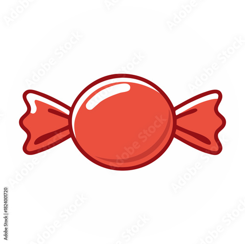 Simple red wrapped candy graphic sweet dessert delicious snack isolated vector illustration