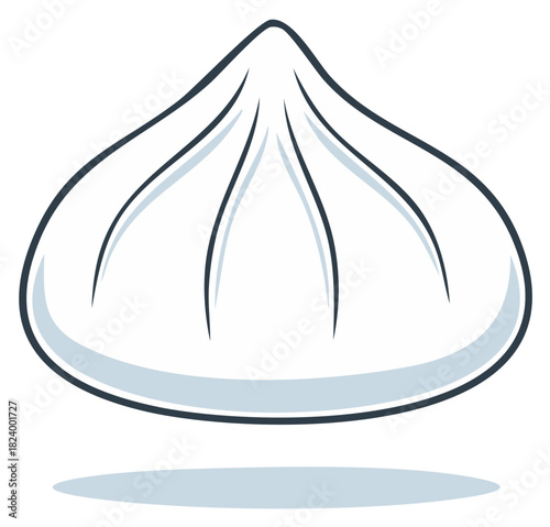 Stylized illustration of a single steamed bun with cartoonish lines and shadow
