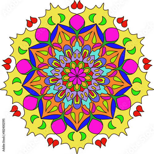 Vector Colored Mandala Round Colored Mandala Design 
