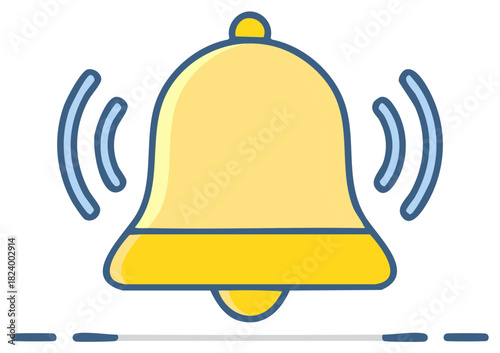 Notification bell ringing with sound waves on digital interface for reminder alert