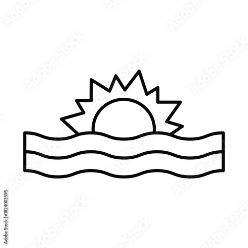 Ocean Sunset Vector icon which can easily modify or edit