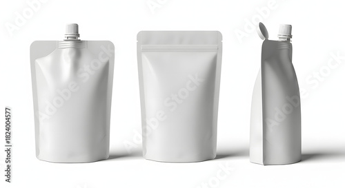 Blank White Stand Up Pouch Mockup for Product Packaging