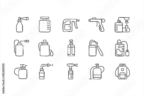 Liquid applicator and pump container symbols for healthcare supplies