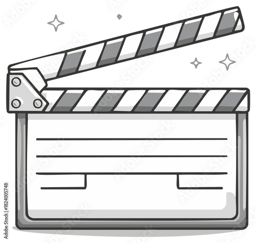 Hand drawn illustration of a movie clapperboard with slate for film production information
