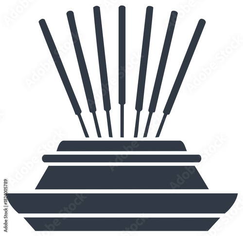 Incense sticks in a decorative holder, a stylized illustration