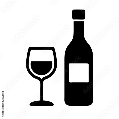 wine glass and bottle icon