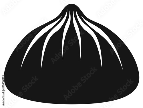 Simple Black Dumpling Clipart Image of Asian Food and Chinese Steamed Bun