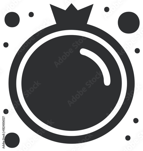 Simple pomegranate fruit glyph icon symbol for healthy eating and juice design