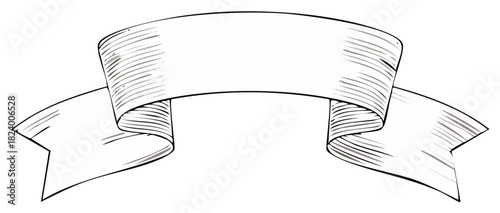 Monochrome Ribbon Banner Blank Scroll Vector Illustration Elegant Decorative Design Element