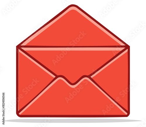 Classic red envelope with folded flap ready for mailing communication