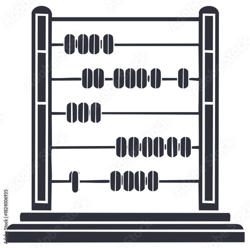 Classic Abacus Counting Device for Educational Math and Financial Calculations Icon Illustration