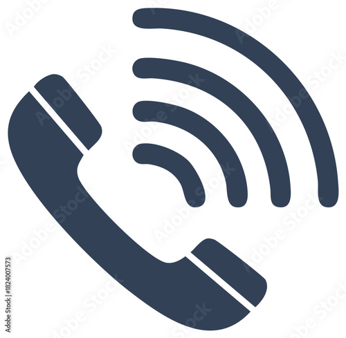 Telephone Icon with Signal. Illustration of a phone and sound waves for telecommunications and communication.