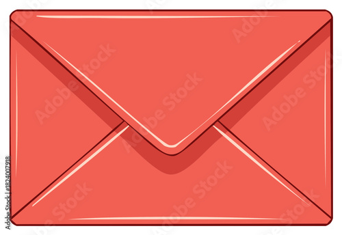 Red Cartoon Envelope Illustration, Mail Communication Concept