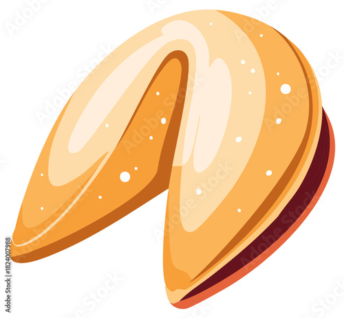 Delicious golden-brown fortune cookie vector illustration, traditional symbol of luck and good future predictions