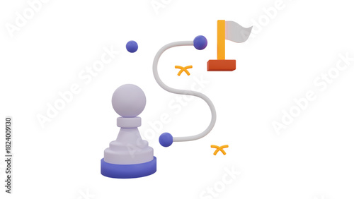 creative business types of icons ,3D Illustration of Data Analysis with Charts, Magnifying Glass, Gear, and Cloud Computing Icons