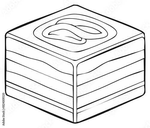 Illustration of sesame halva dessert in cube shape with lines