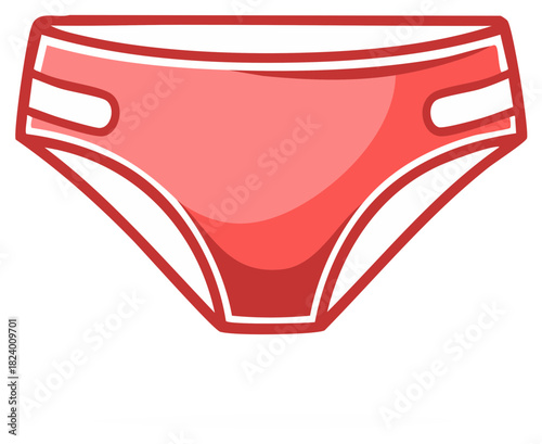 Illustration of red underwear panties with white outline in flat design style