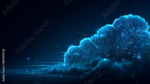 Stunning abstract cloud computing concept with glowing circuit board design for innovative technology projects and digital transformation solutions