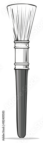 Illustration of Paintbrush with Bristles for Applying Artwork, Painting, or Cleaning
