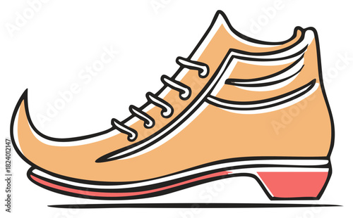 Fanciful Pointed Toe Shoe Illustration Medieval Style Footwear Design