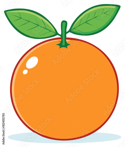 Orange fruit with green leaves healthy eating illustration