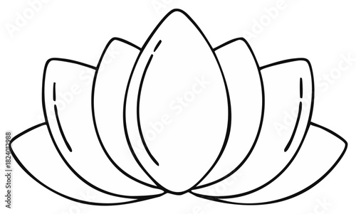 Stylized Lotus Flower Outline Minimalist Drawing Simple Botanical Illustration
