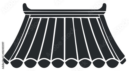 Japanese style architectural roof vector icon illustration, black silhouette, traditional architecture graphic