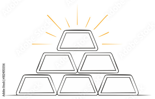 Simple line art illustration of a shining stack of gold bullion bars