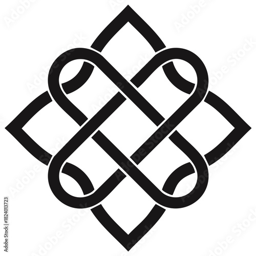 Abstract Celtic Knot Design, Interlocking Lines, Interwoven Pattern, Geometric Symbol