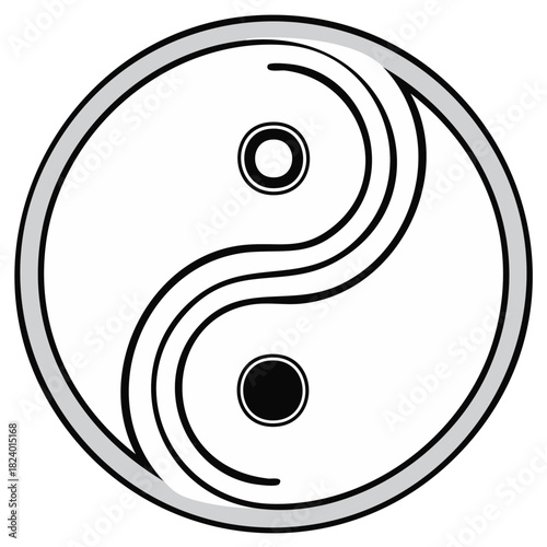 Classic Yin Yang symbol illustration representing balance and harmony in black and white
