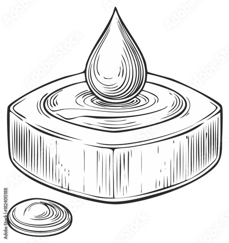 Single Water Droplet Falling into a Square Bowl Creating Ripples