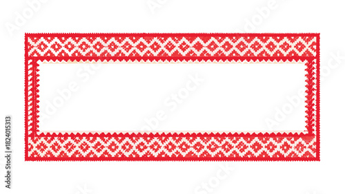 Red Nordic knitted border frame