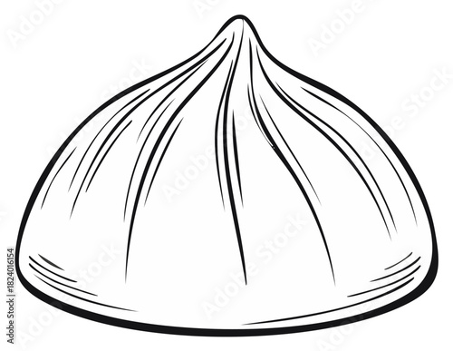 Elegant Dim Sum Delight: A Hand-Drawn Illustration of a Classic Dumpling for Asian Cuisine Designs