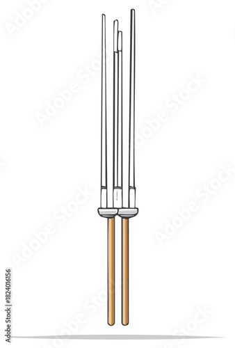 Cartoon Representation of Two Khaen Pipes, Traditional Lao and Thai Musical Instrument