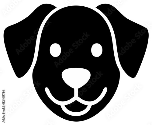 Simple black dog head icon illustration friendly pet animal graphic design element