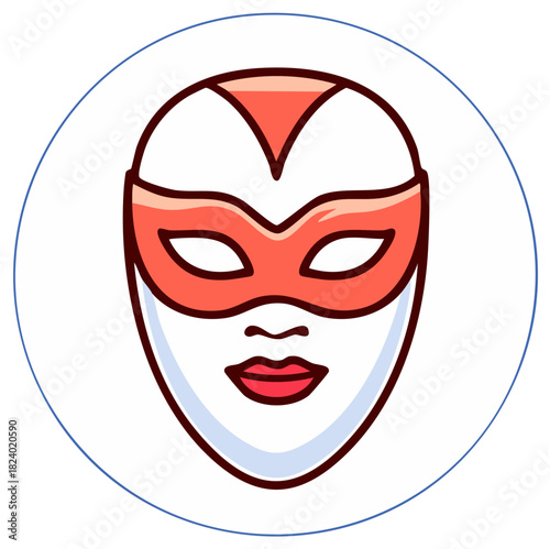 Female superhero face icon with red mask cartoon vector illustration