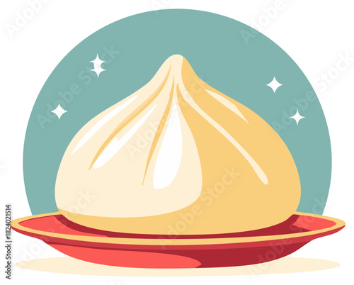 Steamed Dumpling on a Plate with Sparkles, Delicious Buns, Asian Cuisine, Dim Sum, Chinese Dumplings