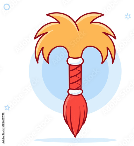 Sacred ritual whisk vector icon for spiritual blessing or purification ceremony cartoon illustration