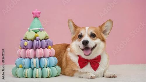 Baby puppy and Christmas tree