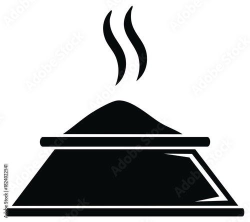 Black Silhouette of Incense Burner Aroma with Rising Smoke