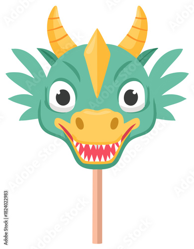 Festive Chinese Dragon Mask Puppet for Lunar New Year Celebration