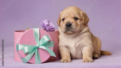 Puppy and Gift Box