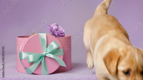 Puppy and Gift Box