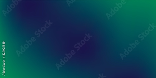 Abstract blurred gradient mesh green background in dark blue.