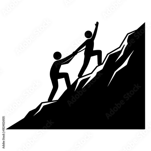 Teamwork and mutual support helping individuals achieve goals and overcome challenges on a difficult path