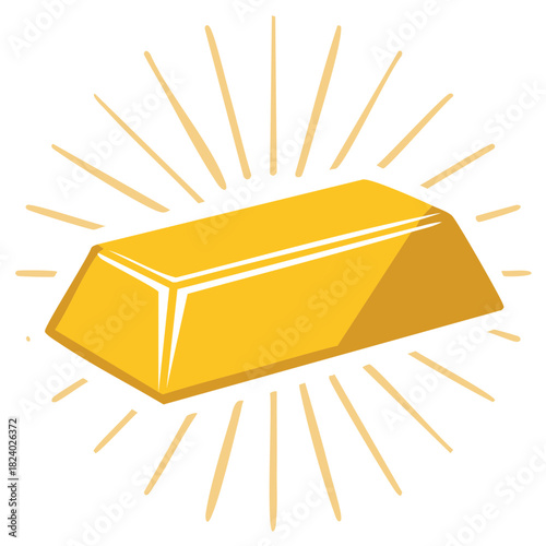 Stylized Gold Bar Shining Bright Wealth Icon Illustration Business Finance Treasure