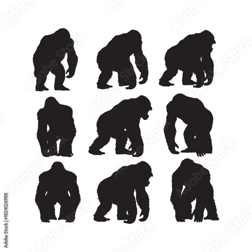 Yeti Silhouette Vector Icon Set