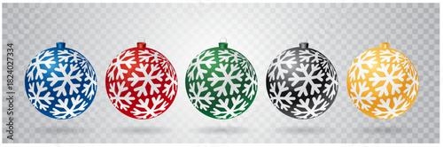vector illustration of 3d Christmas balls with snowflake ornament
