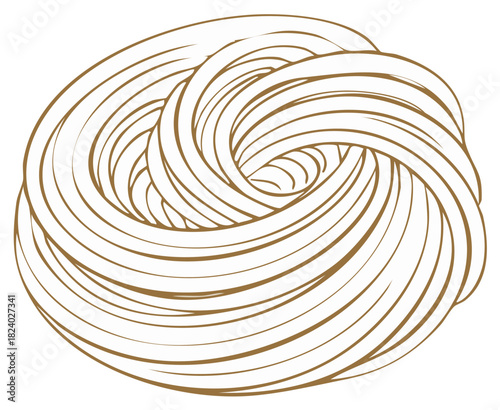 Abstract illustration of intertwined lines forming a circular pattern